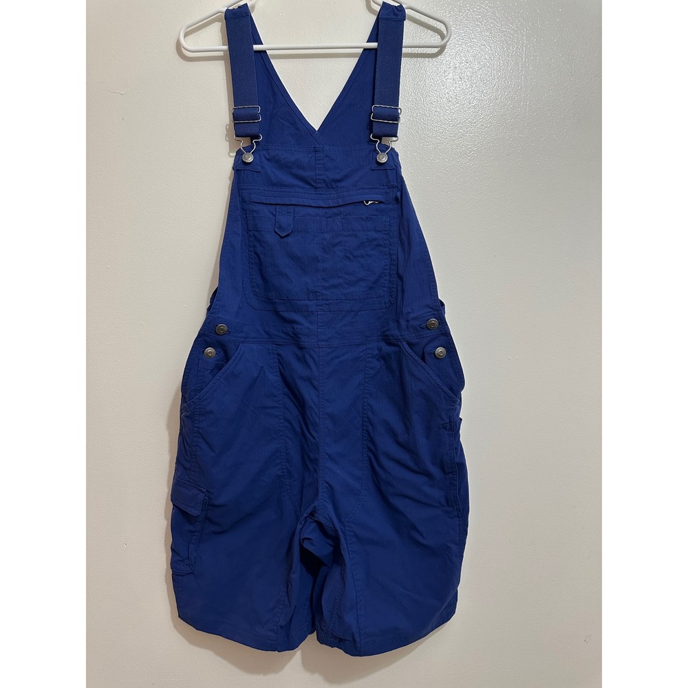 Duluth Trading Co Blue Ripstop Nylon Shortall Overalls Womens Large L Utility